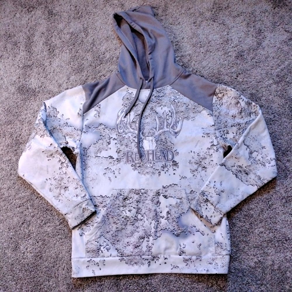 Red Head Mens Gray/White Tundra Print Camouflage Men's Pullover Hoodie Sz M